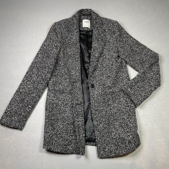 Abercrombie & Fitch Jackets & Blazers - Abercrombie & Fitch Wool-Blend Blazer Coat Size M Black White tweed pattern